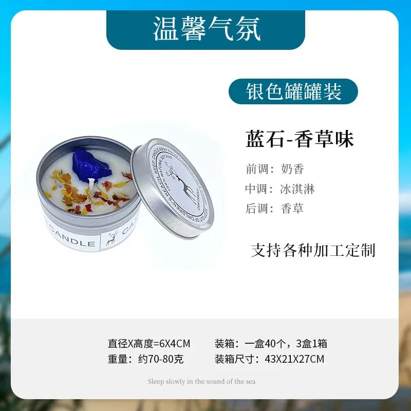 Aromatherapy Candles Crystal Stones Dried Flowers Household Candles Iron Cans Indoor Fragrance Candles Wedding Gifts Lootquake LLC