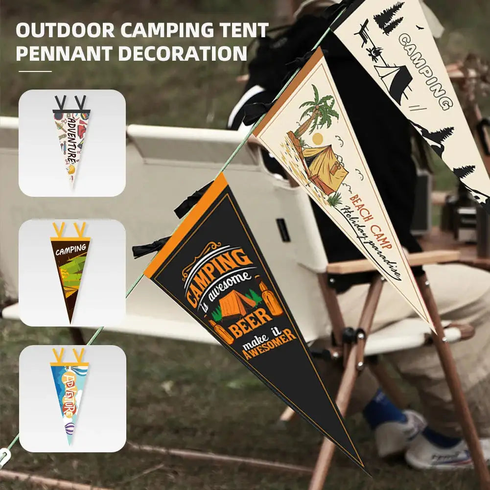 Outdoor Camping Tent Pennant Flags Picnic Canopy Atmosphere Decorations Camp Hanging Flags Holiday Scene Felt Bunting