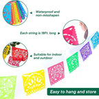 4 PCS Mexican Party Banners,  Plastic Papel Picado Mexico Decor, Easter Decor, ,  Day of The Dead Decoration, 18 Feet Total  ﻿ Lootquake LLC