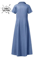 2023 Fashion New Long Dress Shirt Neck Pocket Large Swing Dress Casual Elegant Temperament Single Breasted Denim Dress