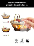 Acrylic Halloween Ghost in Bathtub Hanging Ornaments Cute Ghost Reading Book Decor Home Bedroom Living Room Window Decorations Lootquake LLC