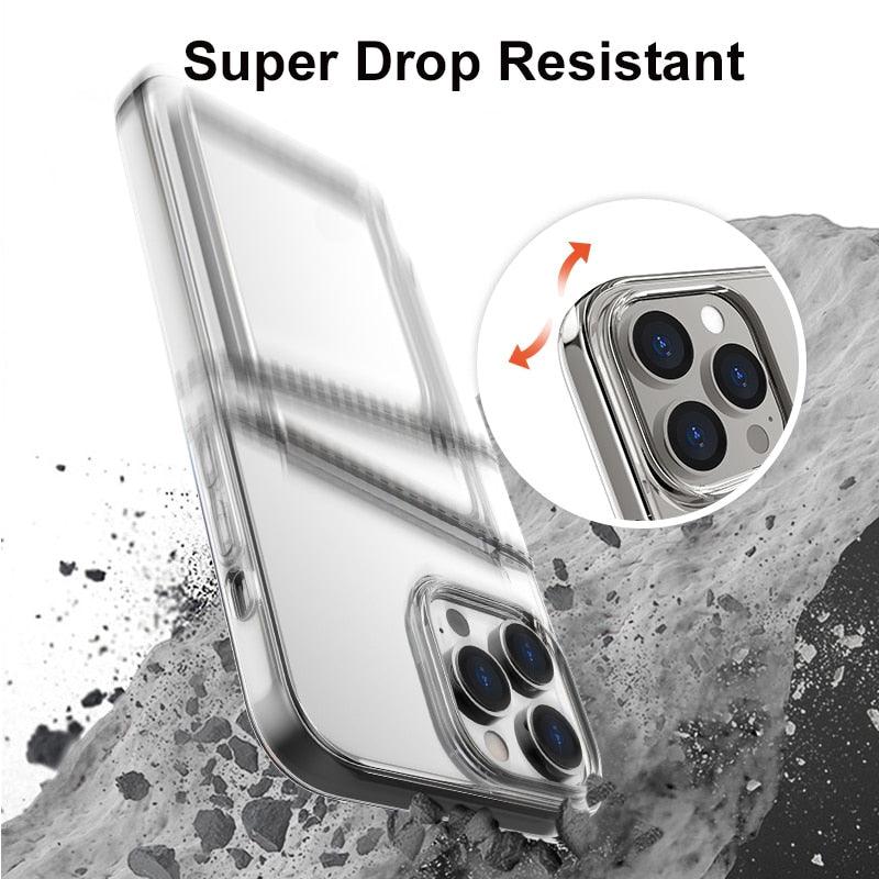 Transparent Shockproof Dual Card Slot Holder Phone Case For iPhone 13 12 11 Pro Max XR X XS Max 7 8 Plus 14Pro Wallet Transparent Soft Cover Card Storage Bumper Case For iPhone Stevvex