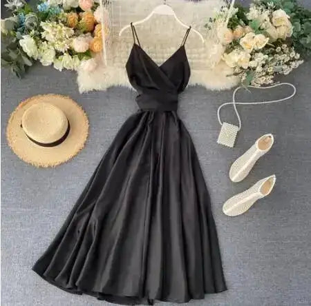 Neploe Vintage Print Holiday Long Dress Women High Waist Hip A Line Vestidos Summer 2025 New V Neck Sleeveless Camis Robe Slim