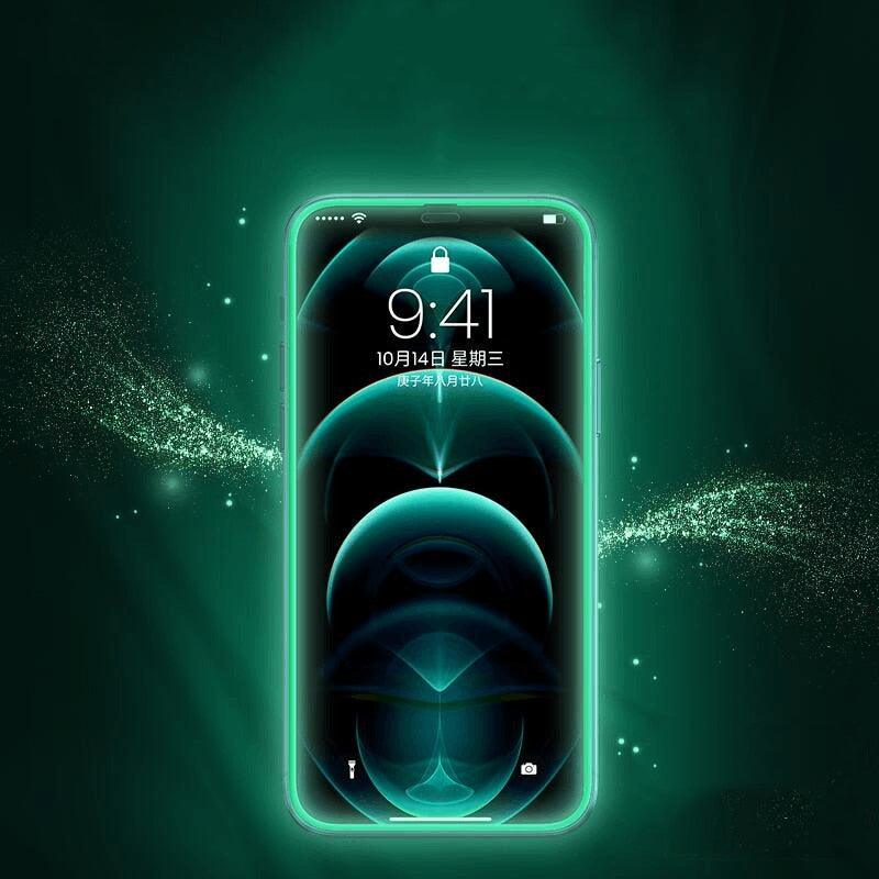 2Pcs Luminous Protective Glass For iPhone 14 13 12 11 Pro Max X XR XS Screen Protector For 7 8 6 Plus SE3 Glowing Tempered Glass  Luminous Glowing Tempered Glass Screen Protector for iPhone Stevvex