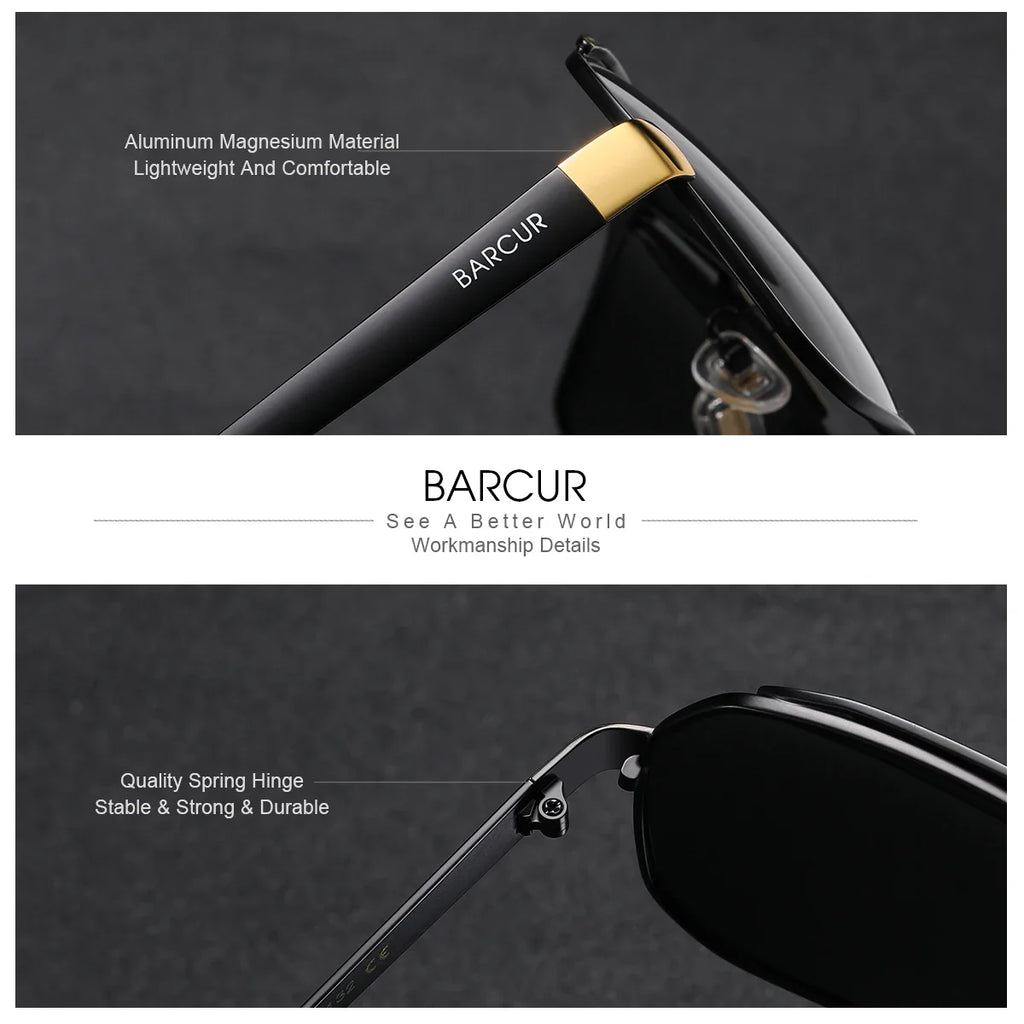 BARCUR Polarized Sunglasses for Men – Trendy UV400 Gradient Lens Oval Comfortable Frame Sports Driving Hiking Fishing Outdoor Fashion Eyewear with Durable Stainless Steel Frame – Casual Apparel Accessory Gift for Him Stevvex