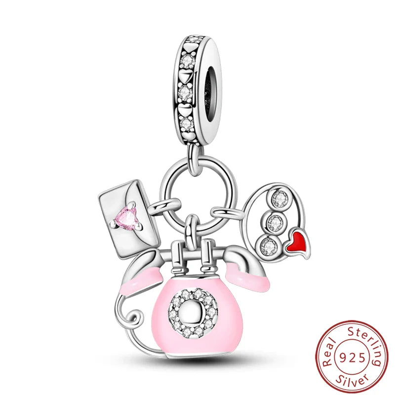 S925 Sterling Silver Princess Golf Hamster Camera Travel Three Piece Set Charms Beads 3mm DIY Fine Jewelry Making Lootquake LLC