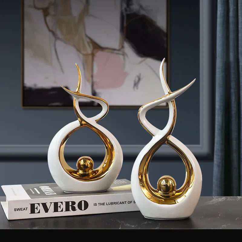 Ceramic Sculptures Ornaments Home Modern Decoration Abstract Statue Room Art Decor Luxury Porcelain Figurine Table Accessories Lootquake LLC