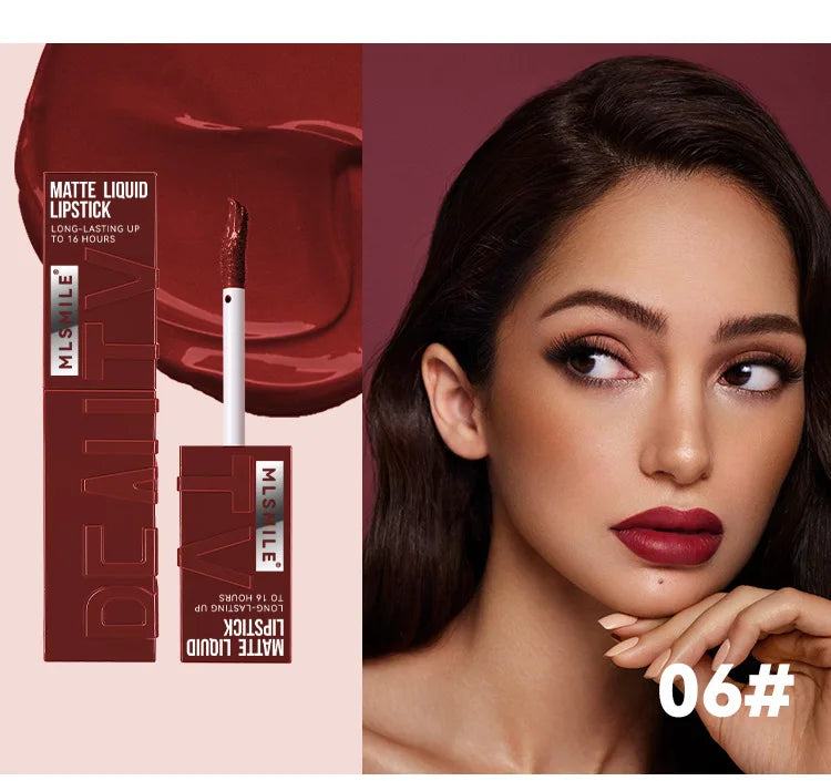 Matte Liquid Lipstick 6 Colors Long Lasting Lip Ink Lip Tint Non-stick Cup Nude Lip Gloss Waterproof Cosmetics Make Up