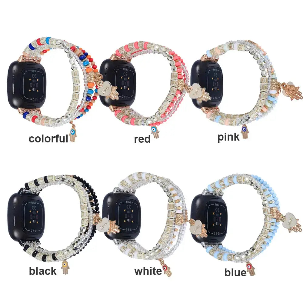 Fitbit Versa & Sense Beaded Elastic Band - Stylish Boho - SJB-DIAMOND ELITES
