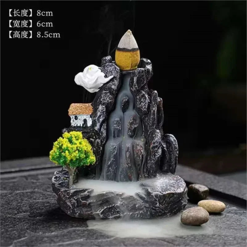 Incense Burner Mountains River Waterfall Fragrance Fireplace Backflow Aroma Smoke Zen Censer Holder Decoration for Home Lootquake LLC