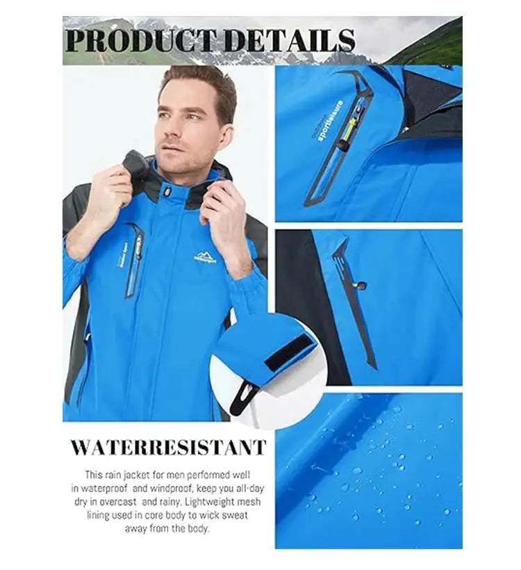 Men Autumn Jacket Camping Hiking Trekking Windbreaker Waterproof With Hood Spring Outdoor Sports Travel Climbing Coats