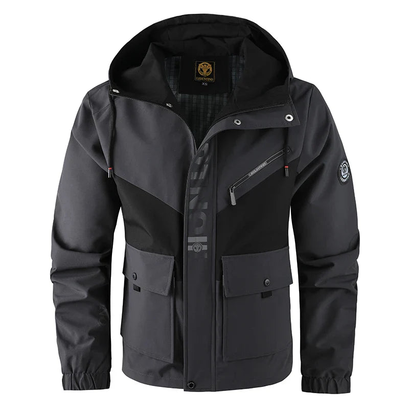 StormGuard Color-Block Tactical Jacket - Multi-Pocket THRIXINE