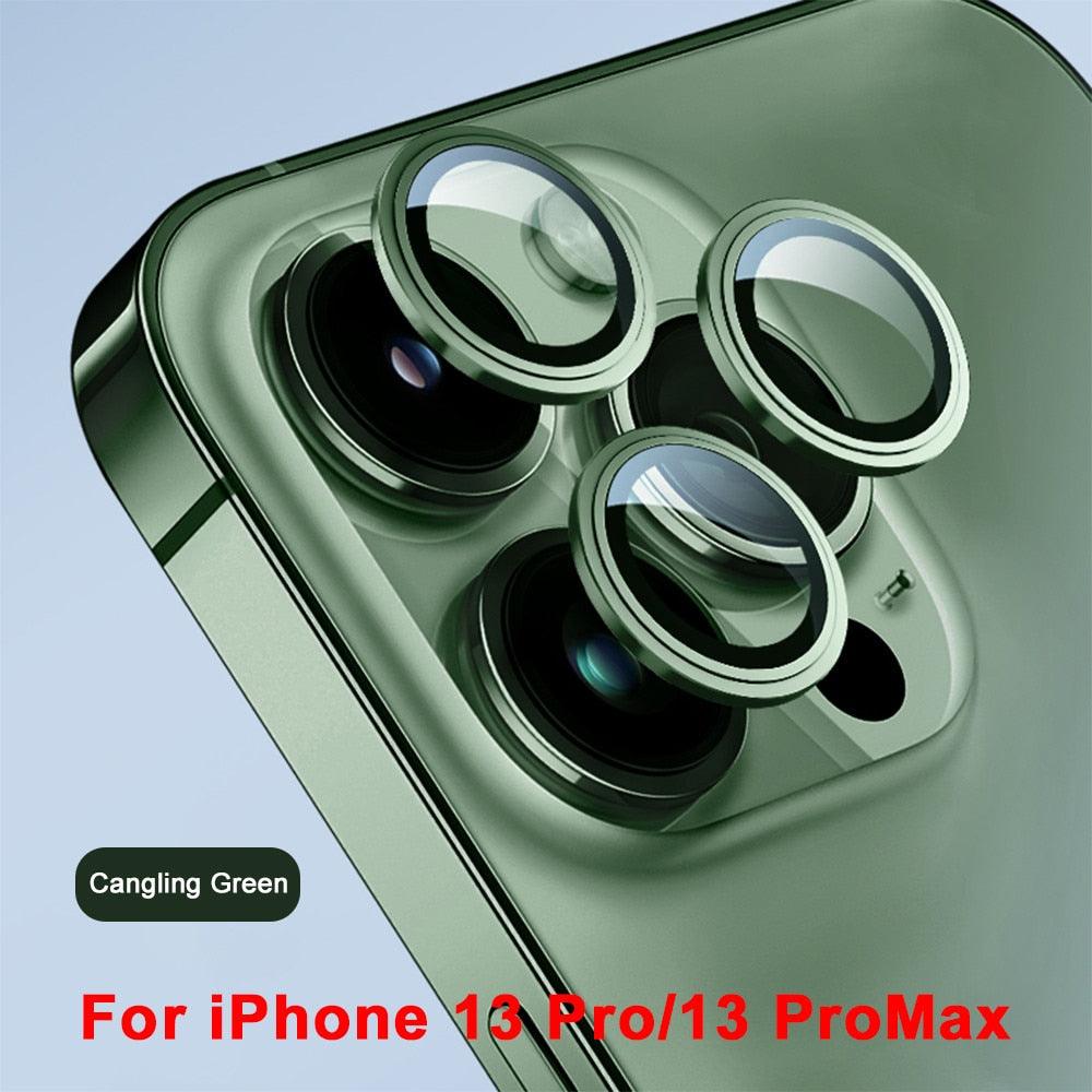 3D  Protective Glass Camera Protector Cover For iPhone 13 Pro Max i Phone 13Pro 13 Mini Rear Lens Metal Ring Protect Camera Lens Case Individual Metal Scratch Resistant HD Clear Case Tempered Glass Camera Case Stevvex