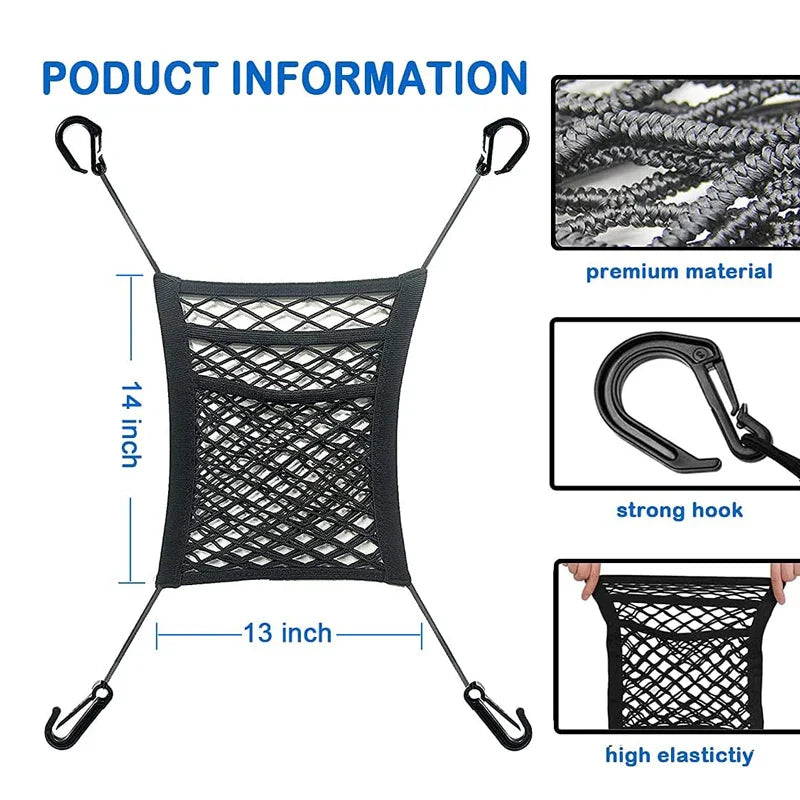 Car Storage Net Bag Between Seats Car Divider Pet Barrier Stretchable Elastic Mesh Bag Organizer Auto Accessories Lootquake LLC