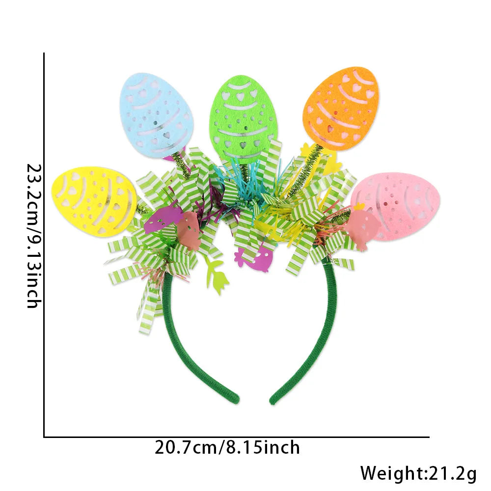 Easter Rabbit Headband with Colorful Egg Strip And Button Holiday Party Accessory Egg Chick Headdress for Easter Celebrations Lootquake LLC