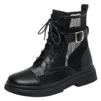 Spring Fashion Women Summer Mesh Lace-up Short Ankle Boots Versatile Casual Breathable Hollow Boots Platform Thin Shoes Grace Lootquake LLC