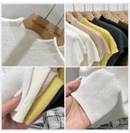 Half High Collar T-shirts Flying Sleeve Design Slim Knitted Sleeveless Top Women Simple Comfortable White T-shirts Summer 2025