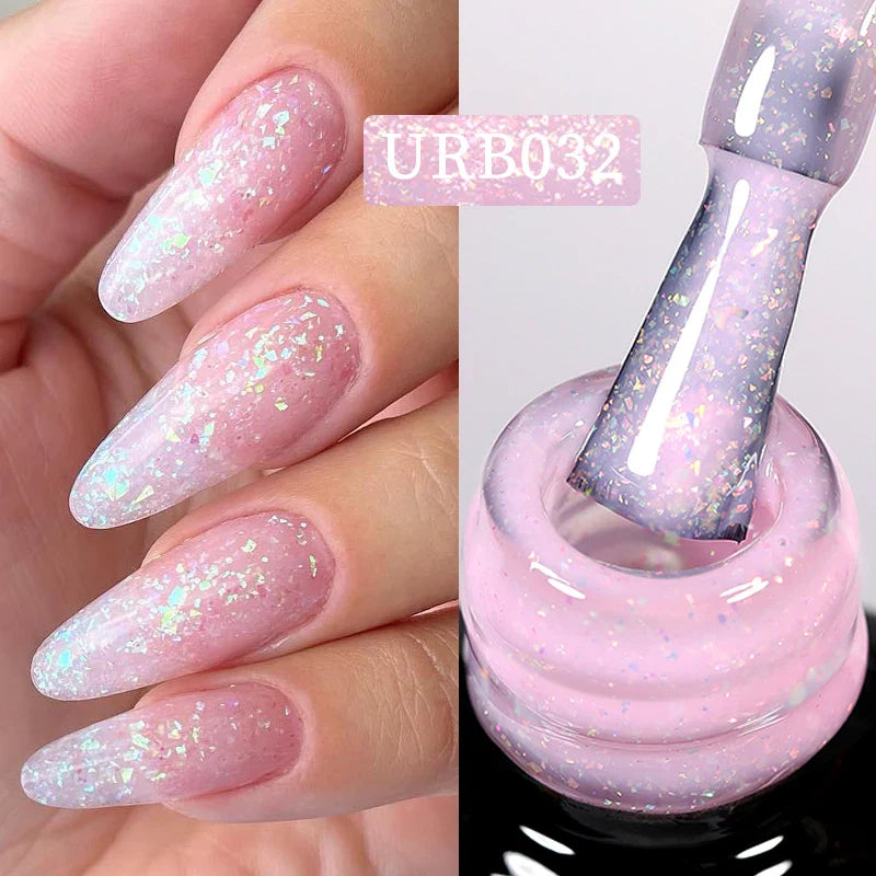 UR SUGAR Blue Color Rubber Base Gel Nail Polish Gold Glitter Base Gel Top Coat Soak Off UV LED Gel Nail Art Varnish Manicure Lootquake LLC