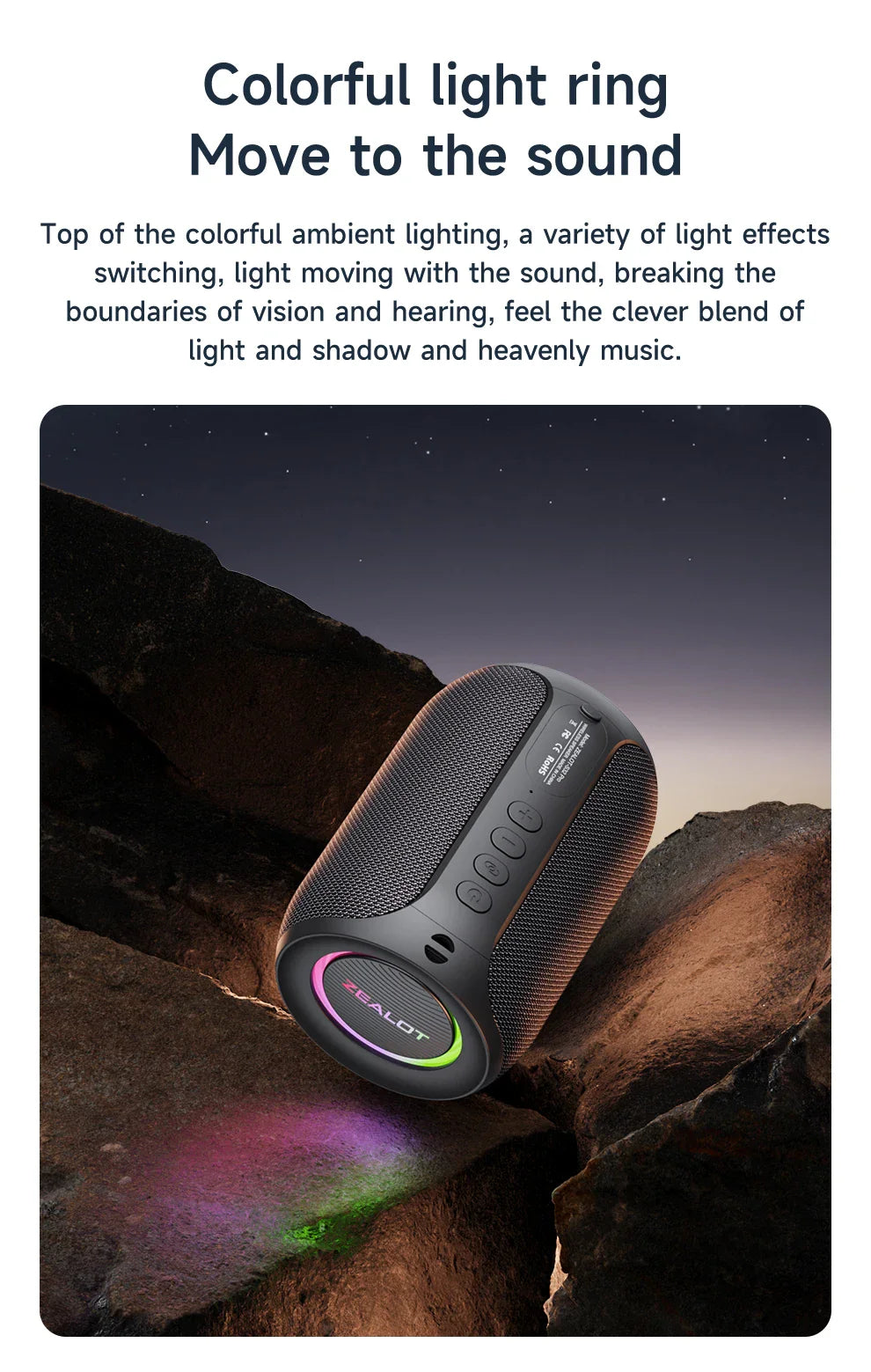 Zealot-S32PRO Powerful Bluetooth Speaker, Bass Wireless, LED Light, Outdoor Speakers, Subwoofer, Waterproof Sound Box Support Lootquake LLC