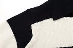 Women Fashion Black Striped Knit Sweater Spring Vintage Polo Neck Long Sleeve Female Pullovers Chic Tops - SJB-DIAMOND ELITES