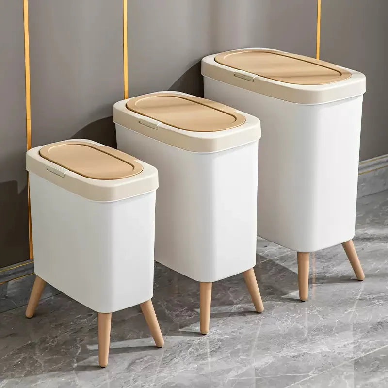 Kitchen Bathroom Living Room Office Bedroom Household Trash Can Small Medium Large Size Waste Bin with Lid Lootquake LLC