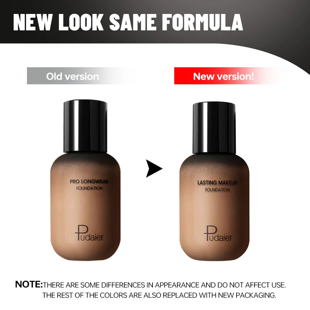 Pudaier Long-Lasting Natural Foundation - Brown Small Bottle, Matte Finish, Non-Sticky, Creamy Texture, Suitable for All Skin Ty