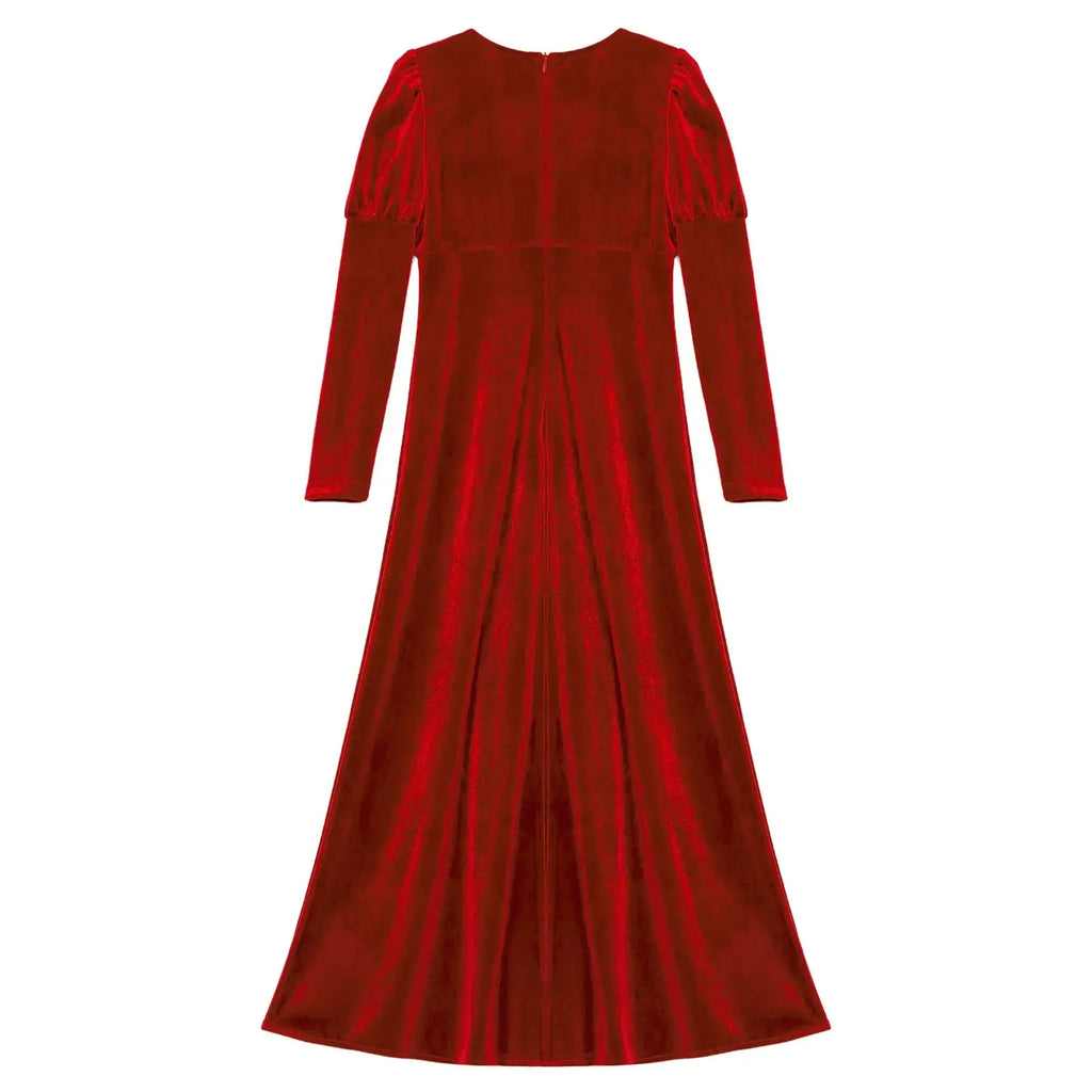 Girls Velvet Medieval Princess Dress Long Sleeve Renaissance Retro Robe Ancient Roman Long Dress for Halloween Carnival Party