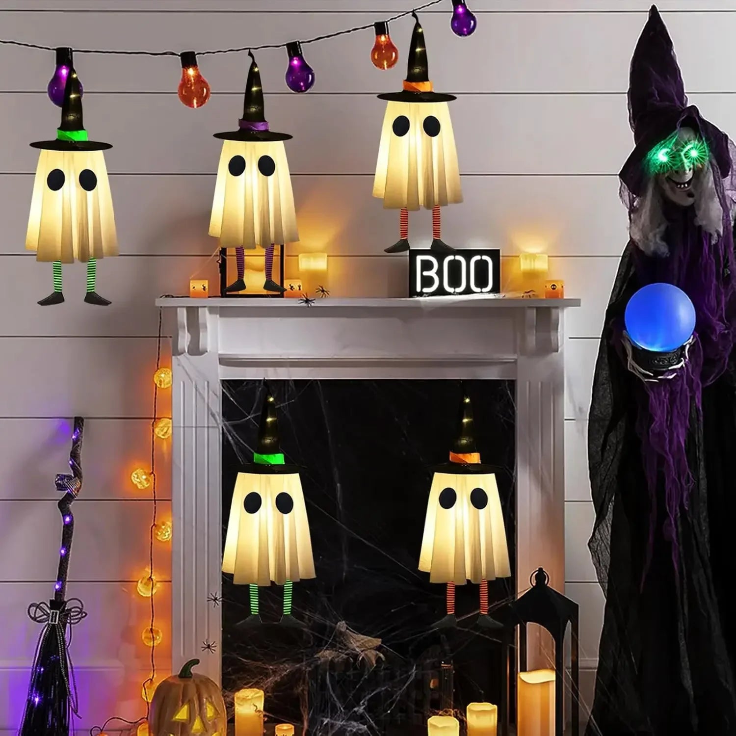 Halloween Hanging Witch Lamp Wizard Hat Night Light Ghost Festival Decor Scary Outdoor Indoor Horror Halloween Party Decoration Lootquake LLC