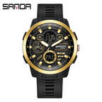 SANDA Sports Men's Electronic Watch Fashion Multi functional Waterproof LED Dual Display Men's Electronic Watch 3379