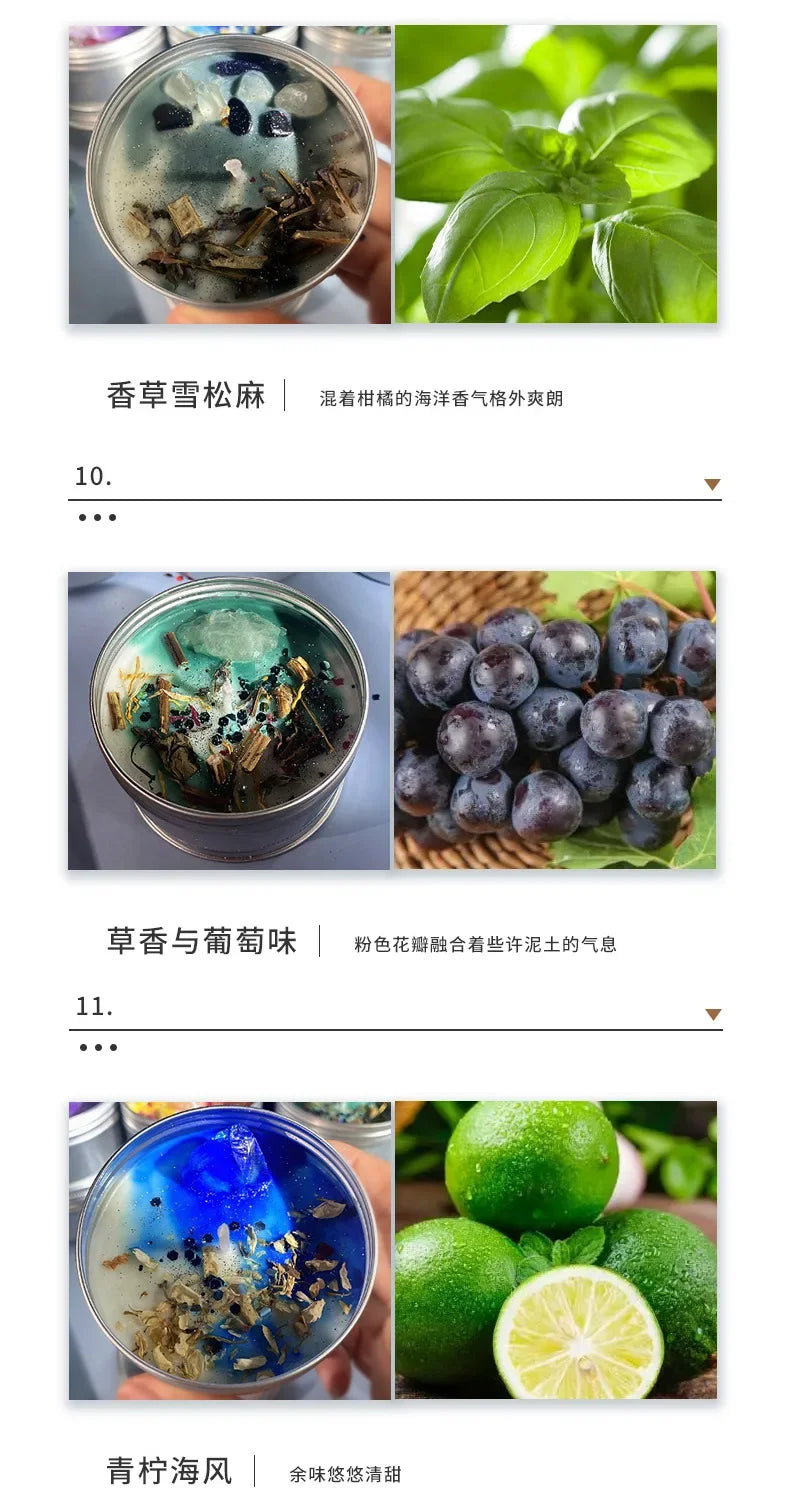Aromatherapy Candles Crystal Stones Dried Flowers Household Candles Iron Cans Indoor Fragrance Candles Wedding Gifts Lootquake LLC