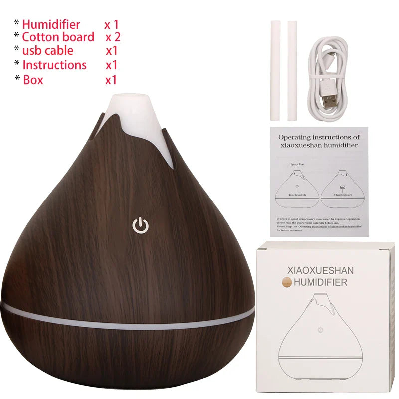350ML USB aroma oil diffuser wood electric humidifier ultrasonic air humidifier mini aromatherapy LED light mist maker for home Lootquake LLC