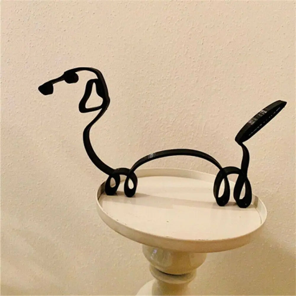 Wrought Iron Handicraft Bulldog Dachshund Labrador Abstract Dog Ornament Modern Animal Sculpture Simple Statue Art Figurine Lootquake LLC