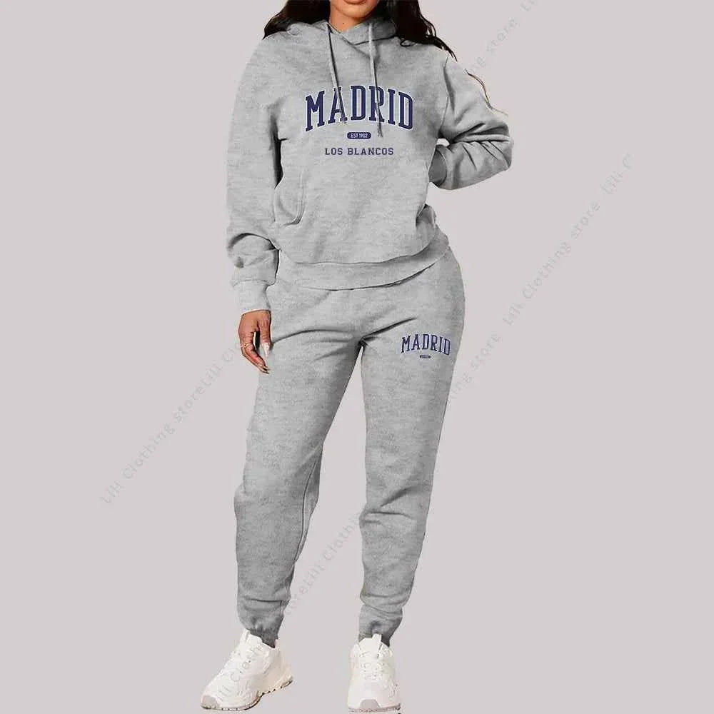Madrid Print Women's TrackSuit 2-Piece Set THRIXINE