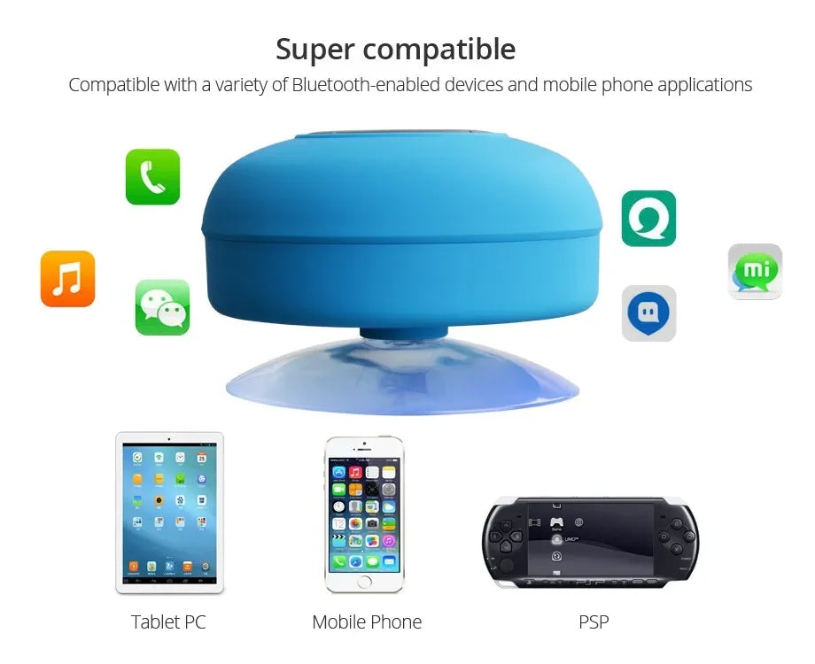 Wireless Bluetooth Waterproof Speaker With Suction Cup Sound For Car, Shower Sound Lootquake LLC