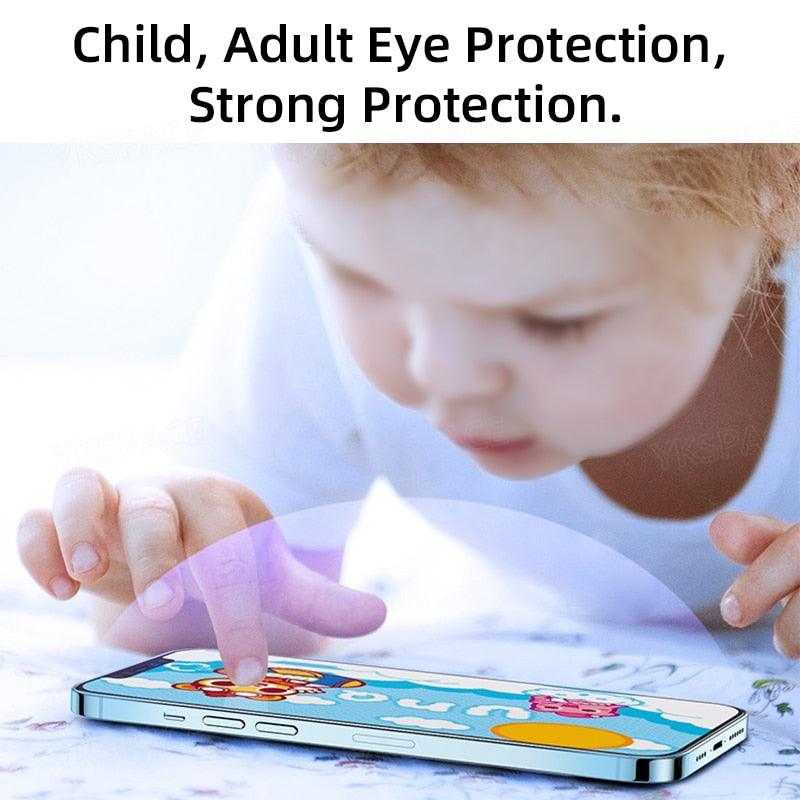 2Pcs Anti Blue Ray 9H Tempered Glass for iPhone X XS MAX XR 11 12 13 mini 14 Pro Max 6 6S 7 8 Plus SE 2020 Screen Protector Film Anti Blue Light Tempered Glass Screen Protector for iPhone Stevvex