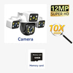 6K 12MP Outdoor WiFi Camera Three Screen Three Lens 10X Zoom PTZ Automatic Tracking Audible Visual Alarm Security Camera Lootquake LLC