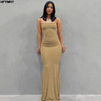 Satin Slip Maxi Dress | Backless Bodycon Evening Gown - Femstylo