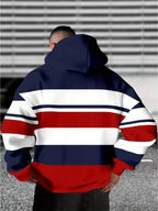 Men's 3D Printed Hooded Sweatshirt with Color Block and Striped Printing Simple and Casual Sportswear Modern Street Style Pi-Mart