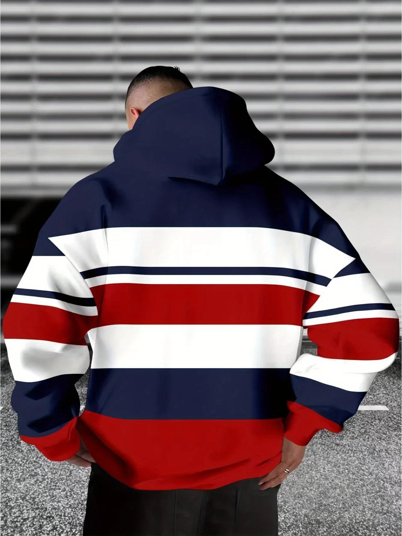 Men's 3D Printed Hooded Sweatshirt with Color Block and Striped Printing Simple and Casual Sportswear Modern Street Style Pi-Mart