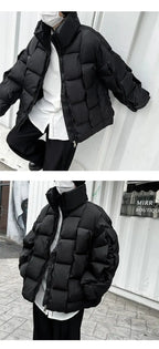 2023 Korean Fashion Thick Winter Jacket Men Parkas Jacket Men Outwear Coats Solid Stand Collar Windbreaker Cotton Padded Jacket