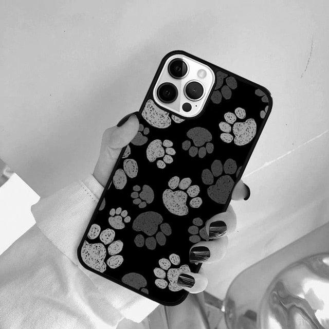 Dog Foot Print Colorful Pattern Phone Case For Iphone 14 Se 2020 Xr Xs 11 12 13 Mini Pro Max 6 7 8 Plus  Ultra Designer Printed Hard Back Case Stevvex
