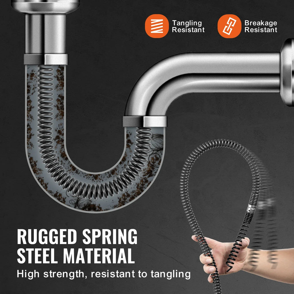SucceBuy Drain Cleaning Cable Professional Sectional Drain Cleaner Cable Hollow Core Sewer Drain Auger Cable  Sink Floor Drain Lootquake LLC