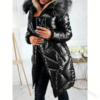 Stylish Women’s Mid-Length Parka with Fur Collar Pi-Mart