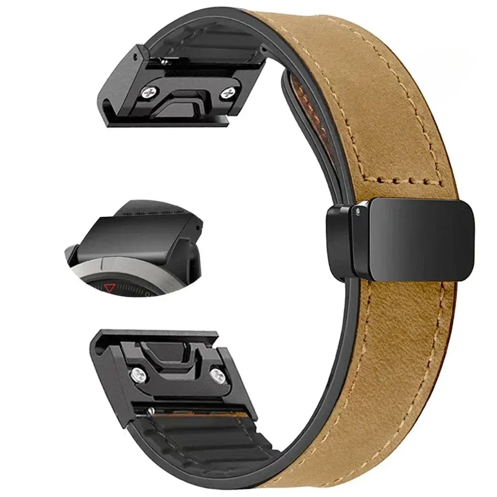 Garmin Soft Leather Band - Magnetic Buckle QuickFit Design - SJB-DIAMOND ELITES