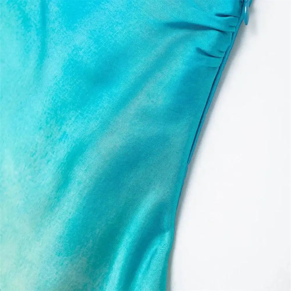 Gradient Long Dress Women Elegant One Shoulder Sleeveless Party Dress Female 2024 Summer Backless Tie-dye Lady Mermaid Robe