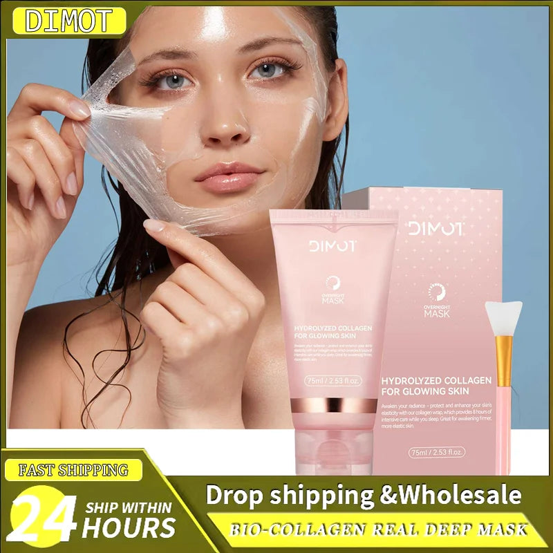 Collagen Night Wrapping MaskReduces Sagging & Dullness Hydrolyzed  Elasticity Hydration Skin Care for All Skin Types Lootquake LLC