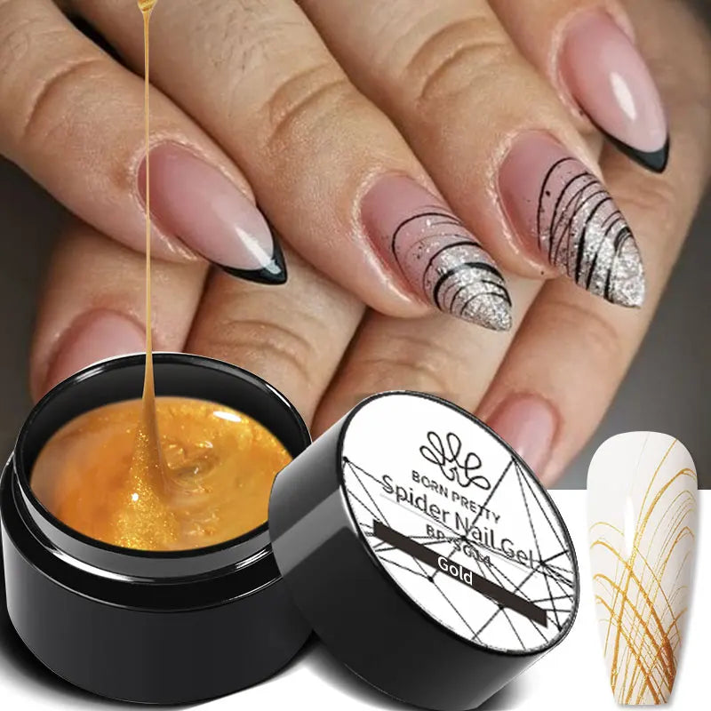 BORN PRETTY Metallic Painting Gel Gold Silver Mirror Effect Nail Polish Super Bright Drawing Line French Nail UV Painting Varnis Lootquake LLC