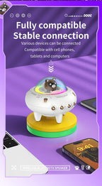 New Mini Computer Speaker Portable Bluetooth Speaker RGB LED Light UFO Spaceship Audio Wireless Speaker Best Gift Support TF