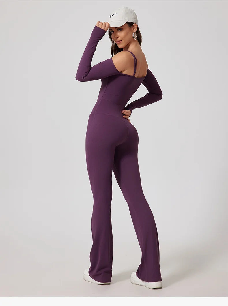 Yoga Jumpsuit Women's Sports Overalls Flared Trousers THRIXINE