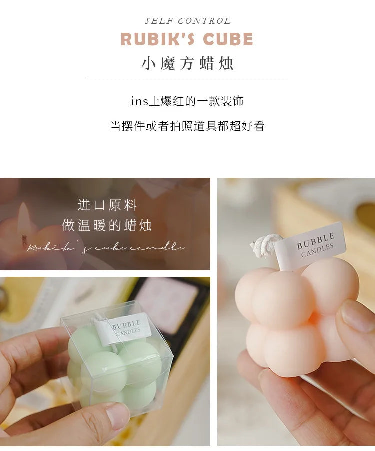 A square ball-shaped scented candle, a colorful birthday gift, a handcrafted candle, and a cute-shaped scented candle Lootquake LLC